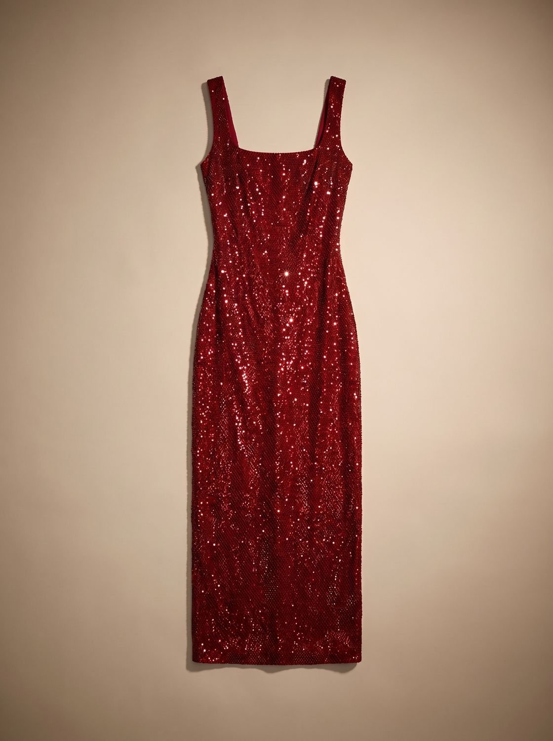 Eleanor | Women's Open-Back Sequin Maxi Dress Square Neck