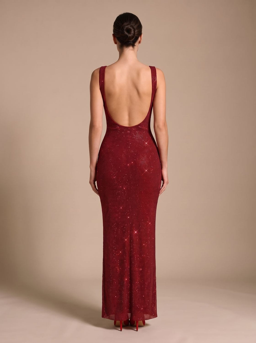 Eleanor | Women's Open-Back Sequin Maxi Dress Square Neck