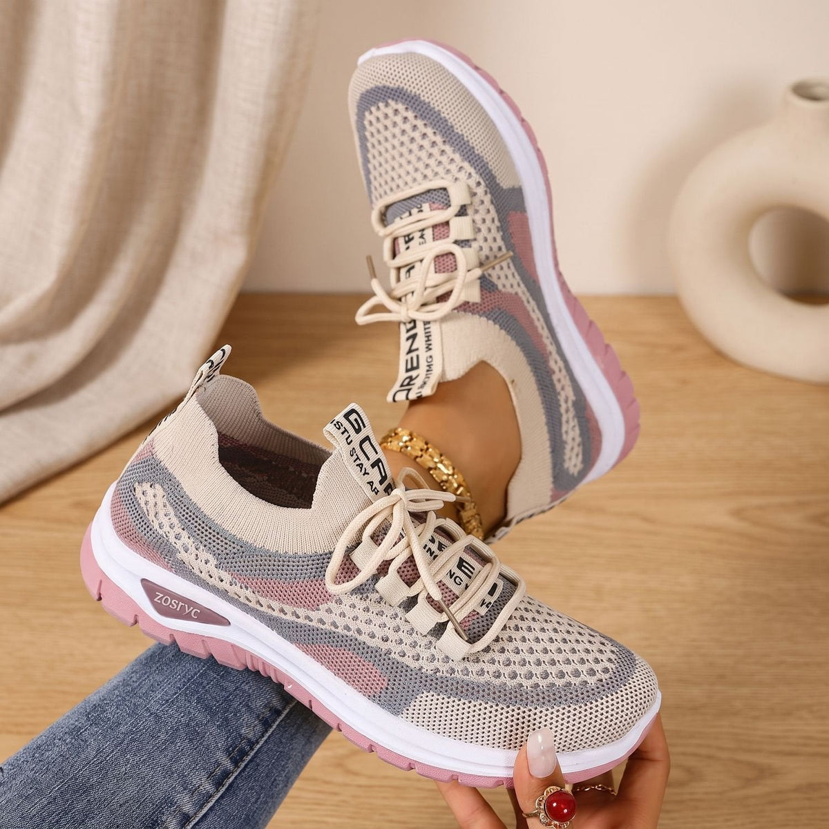 Mia | Women's Orthopedic Knit Lace-Up Sneakers Cushioned Support