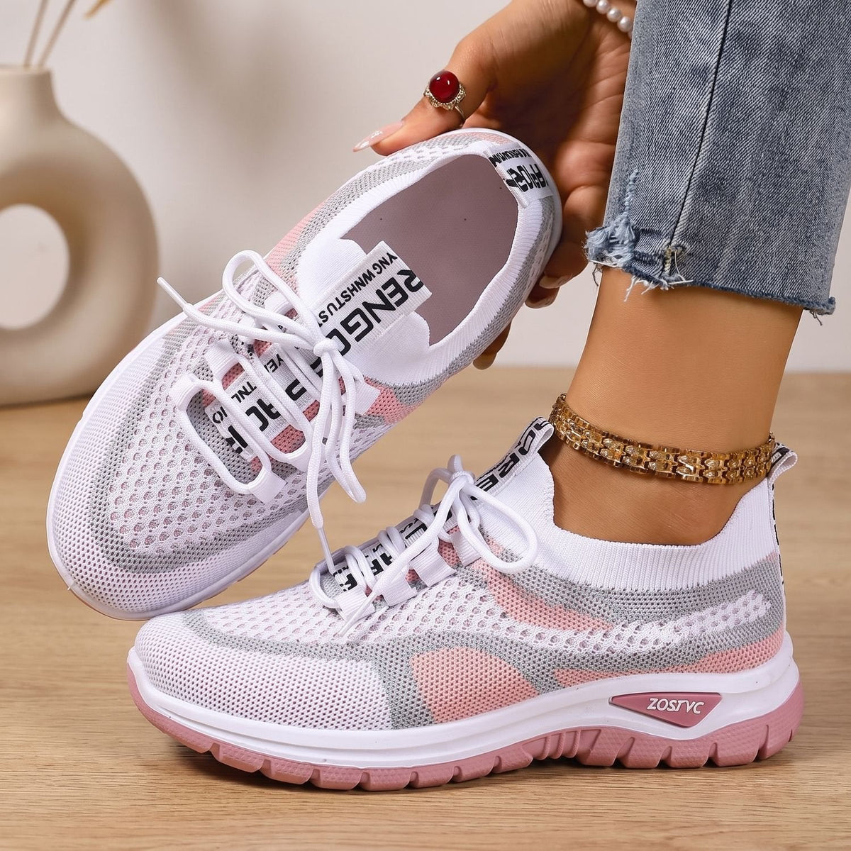 Mia | Women's Orthopedic Knit Lace-Up Sneakers Cushioned Support