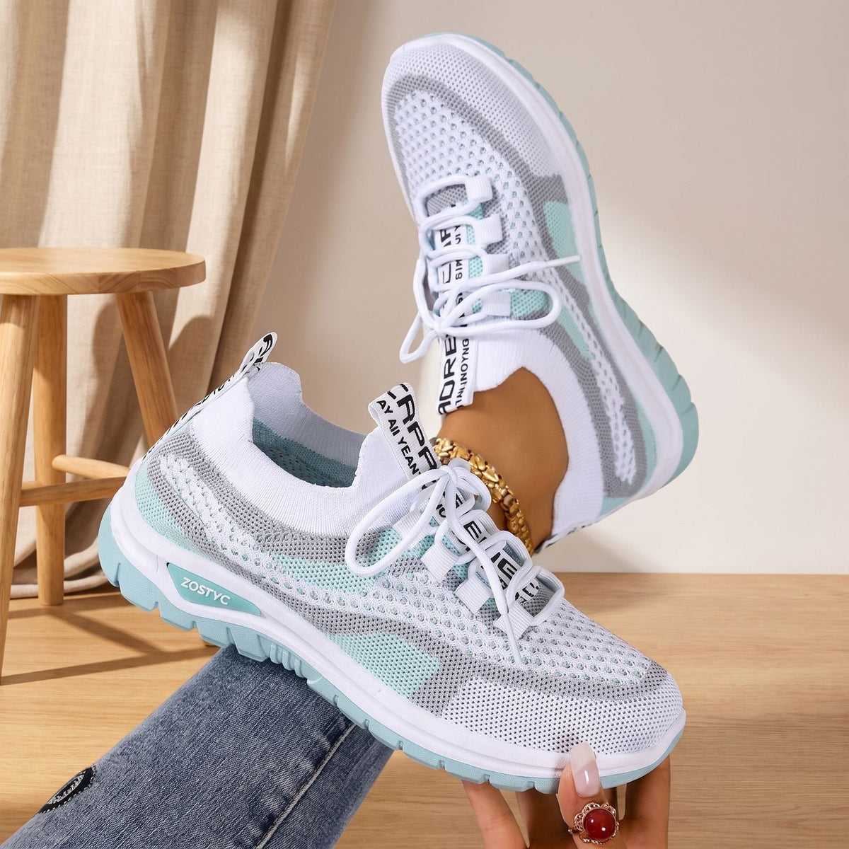 Mia | Women's Orthopedic Knit Lace-Up Sneakers Cushioned Support