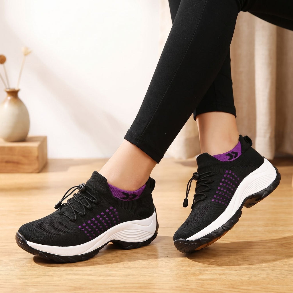 Mia | Women's Orthopedic Knit Platform Lace-Up Sneakers