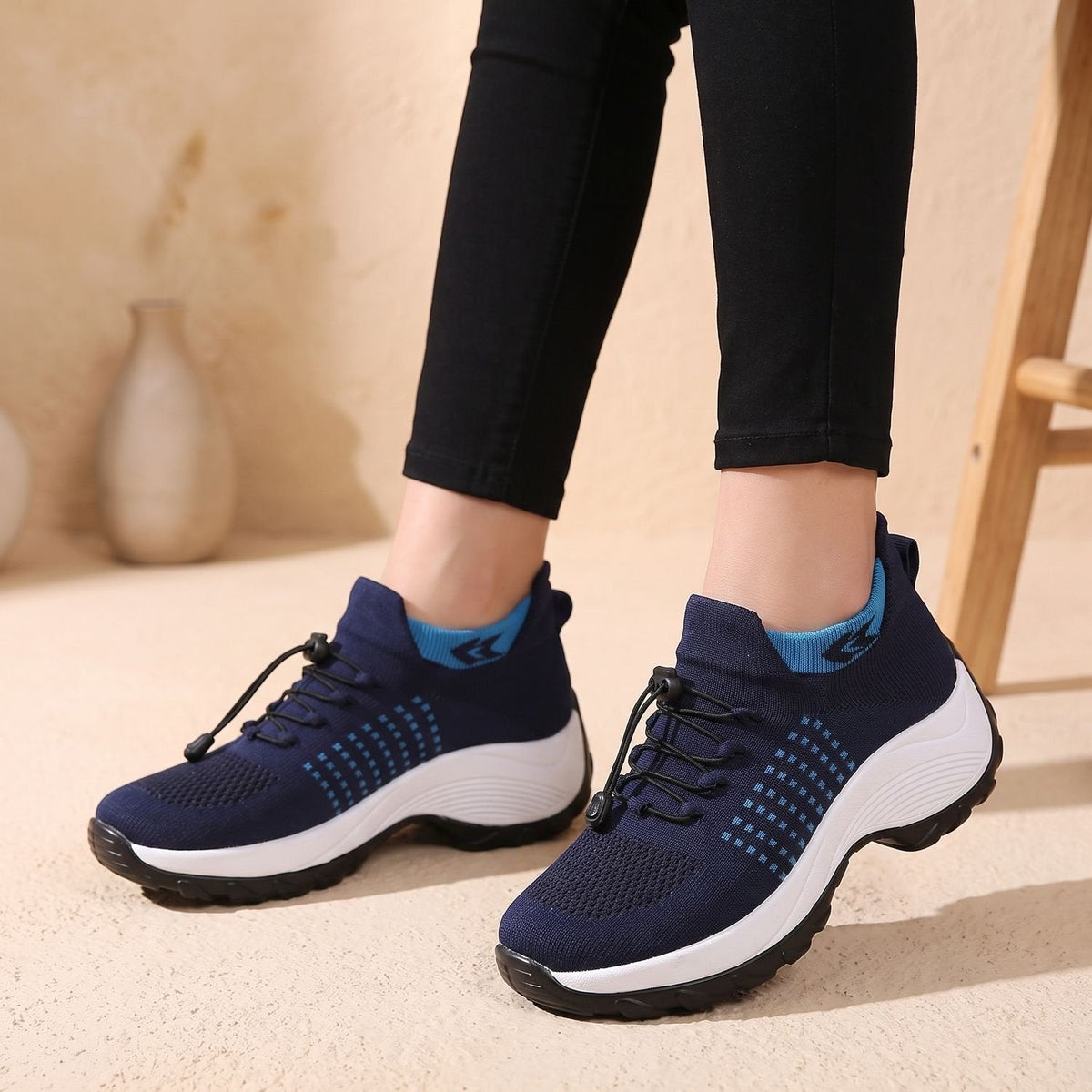 Mia | Women's Orthopedic Knit Platform Lace-Up Sneakers
