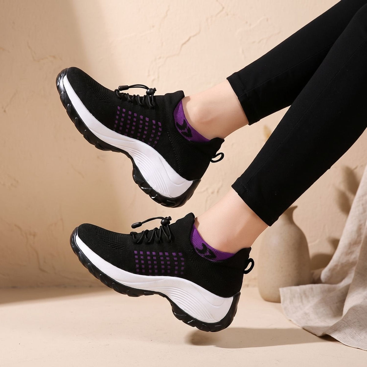 Mia | Women's Orthopedic Knit Platform Lace-Up Sneakers