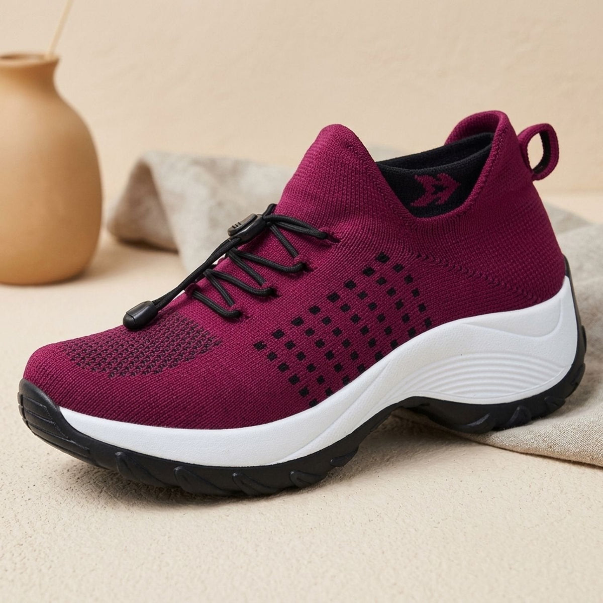 Mia | Women's Orthopedic Knit Platform Lace-Up Sneakers