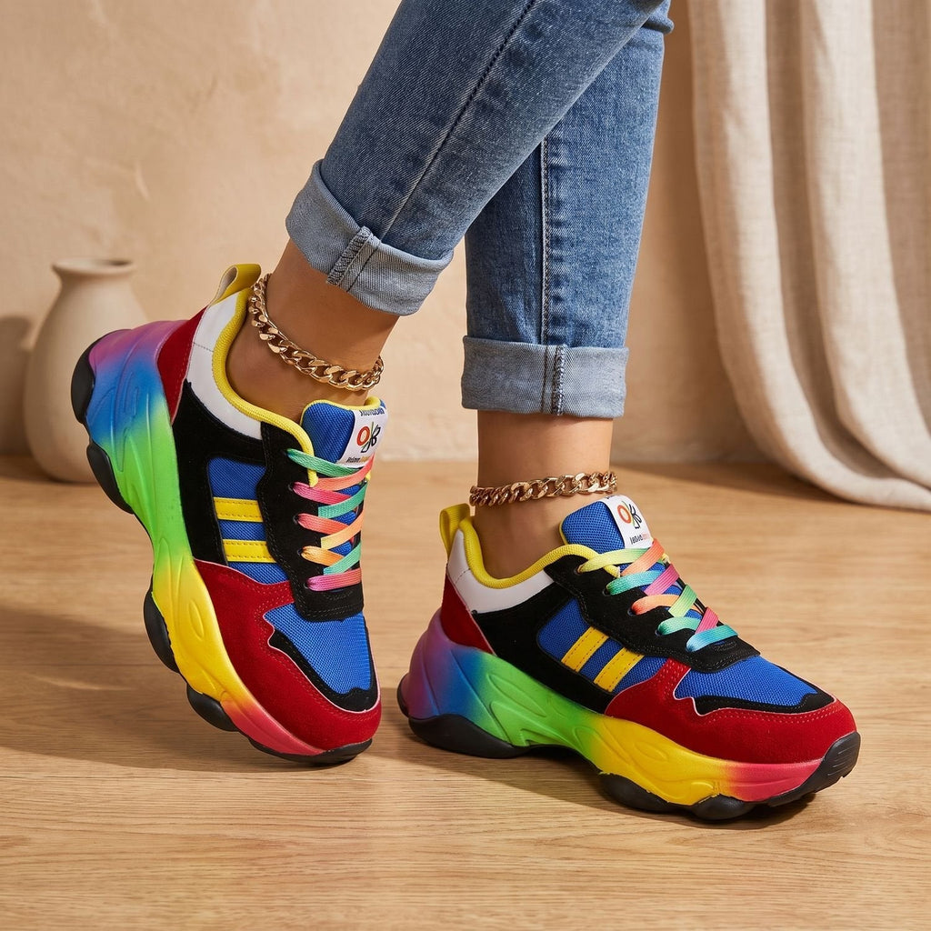 Harper | Women's Orthopedic Rainbow Chunky Lace-Up Sneakers