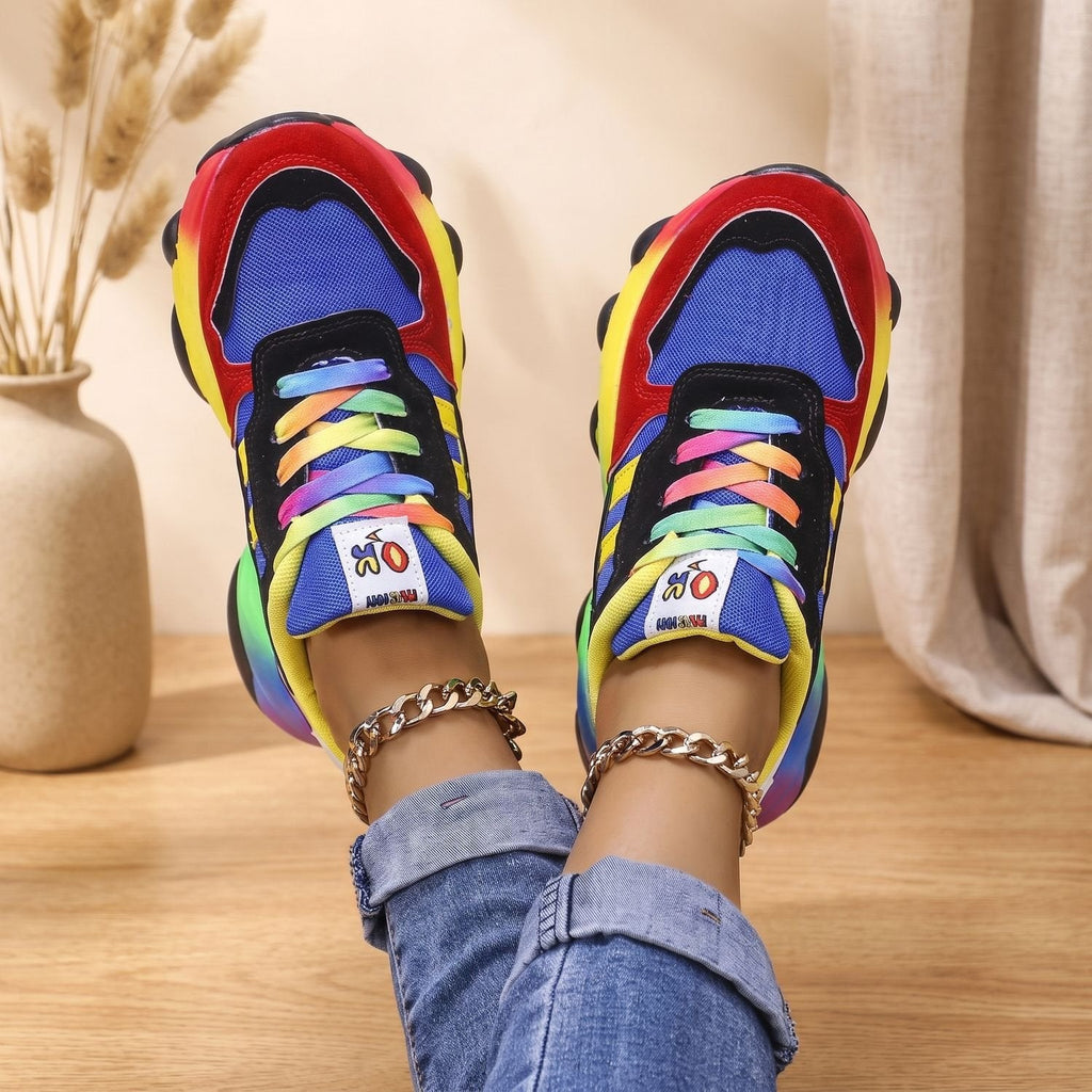 Harper | Women's Orthopedic Rainbow Chunky Lace-Up Sneakers
