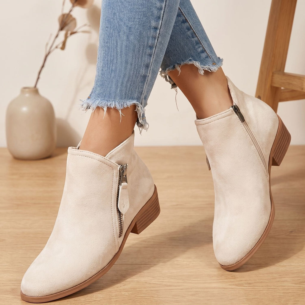 Olivia | Women's Orthopedic Side-Zip Block-Heel Suede Ankle Boots