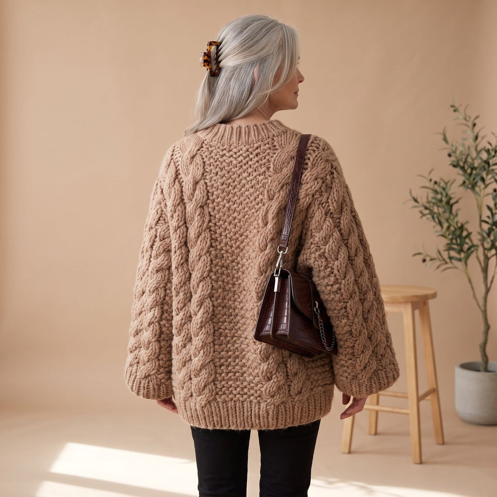 Harper | Women's Oversized Cable-Knit Chunky Crew Neck Sweater