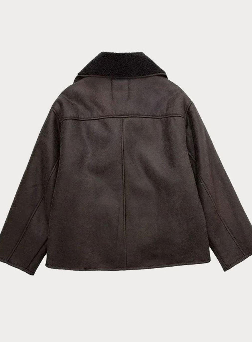 Women's Oversized Double-Breasted Jacket Shearling-Lined Suede