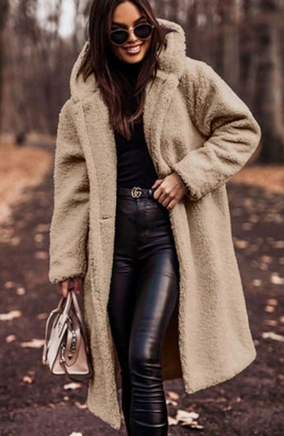 Women's Oversized Longline Hooded Faux Fur Winter Coat
