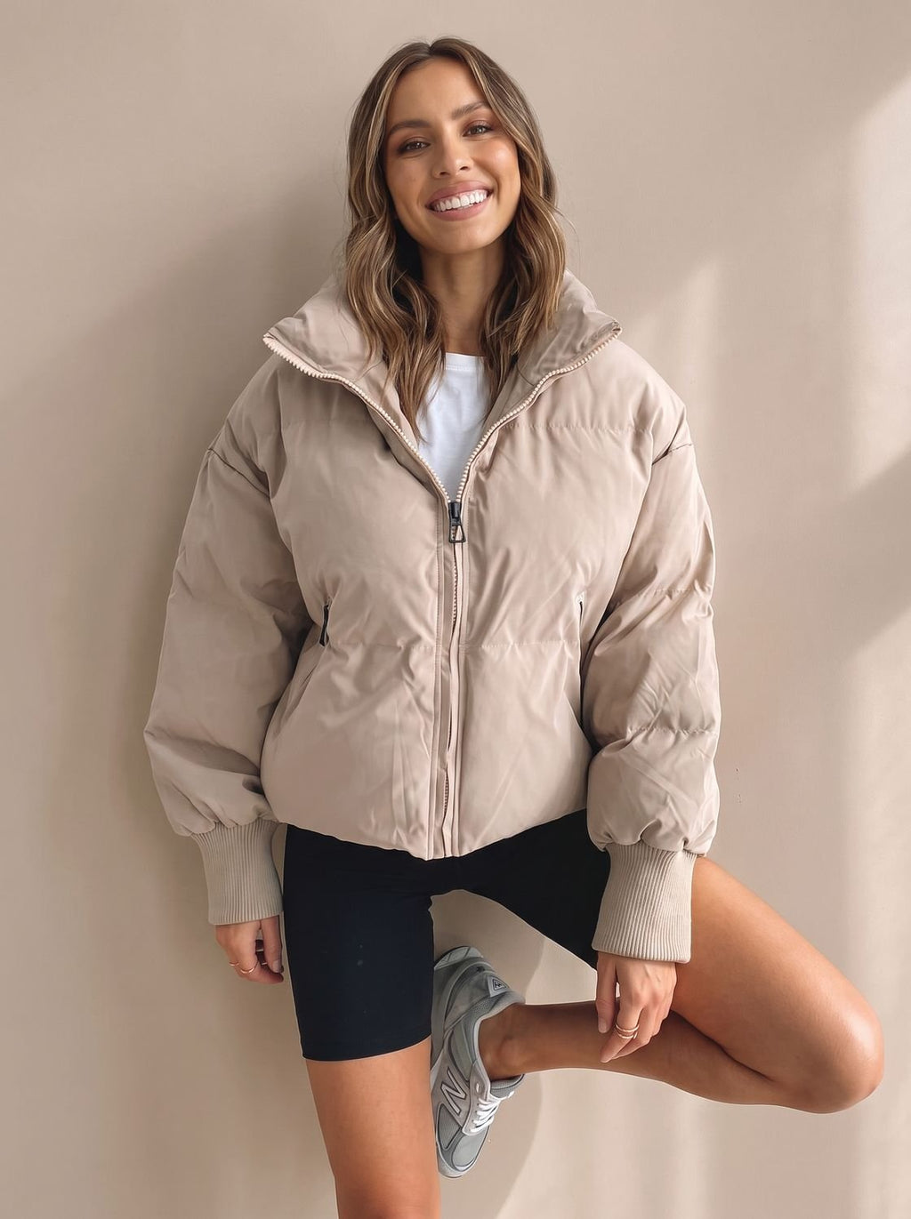 Grace | Women's Oversized Puffer Jacket Stand Collar Ribbed Cuff