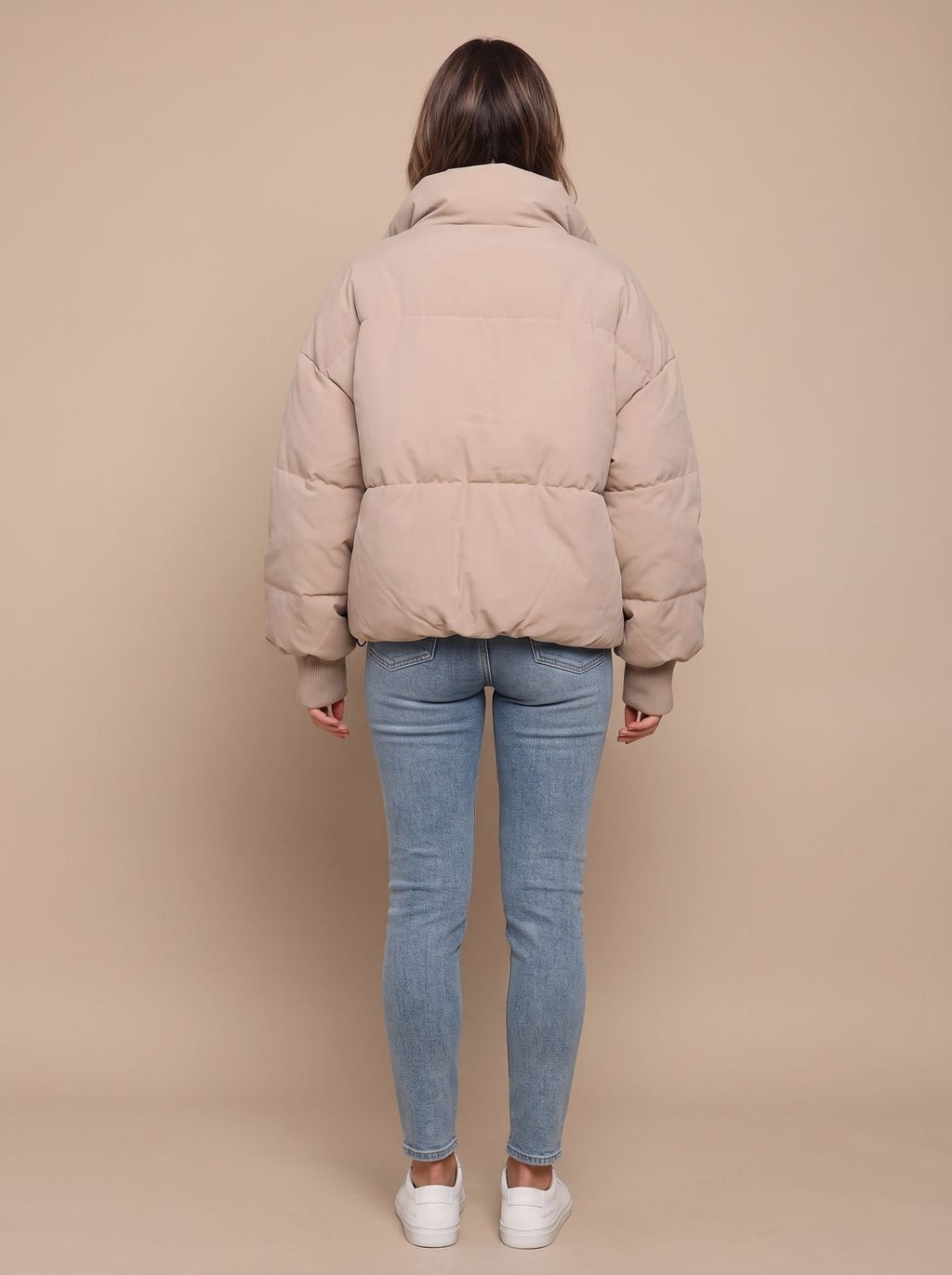 Grace | Women's Oversized Puffer Jacket Stand Collar Ribbed Cuff