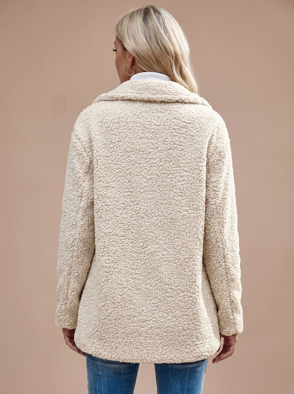 Layla | Women's Oversized Teddy Double-Breasted Notched-Lapel Jacket