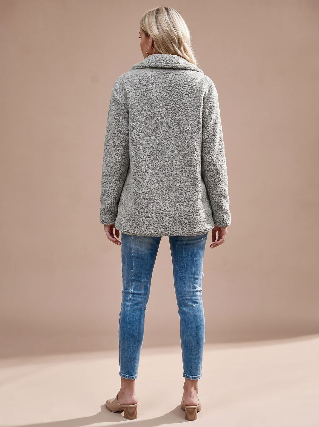 Layla | Women's Oversized Teddy Double-Breasted Notched-Lapel Jacket