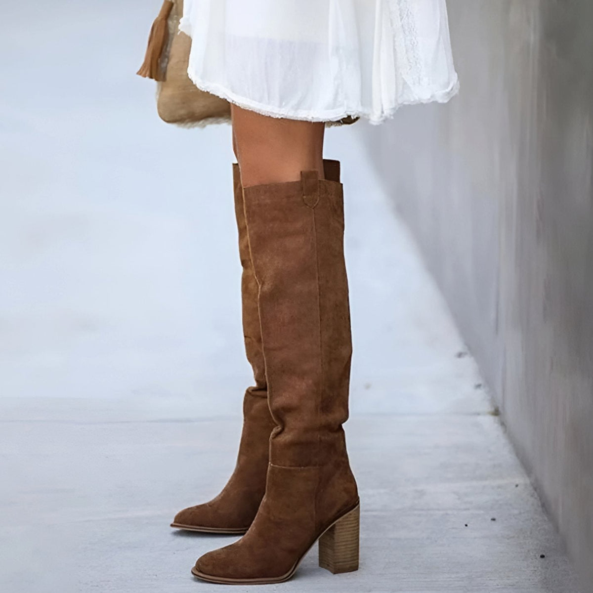 Victoria | Women's Pointed Toe Block Heel Knee High Boots