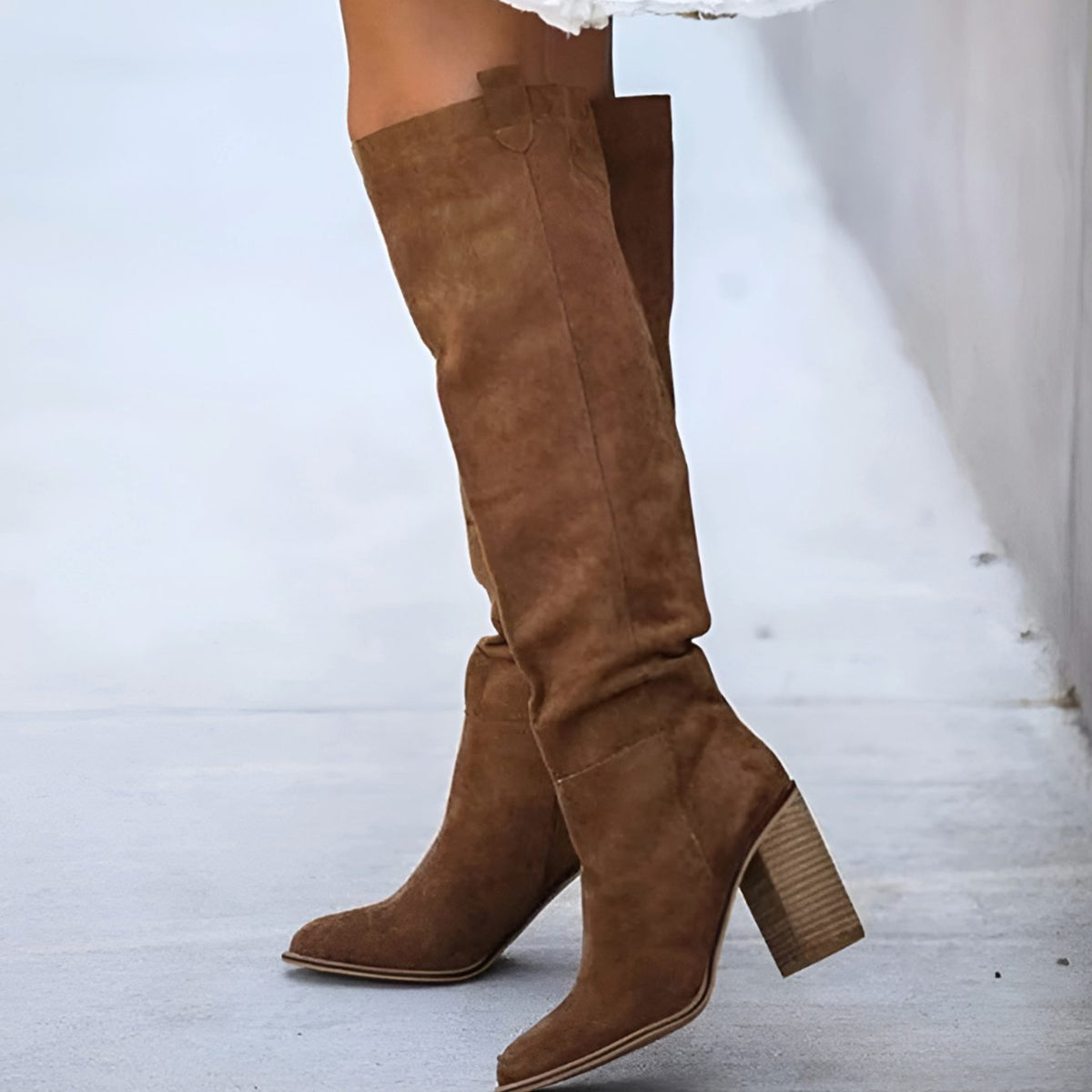 Victoria | Women's Pointed Toe Block Heel Knee High Boots
