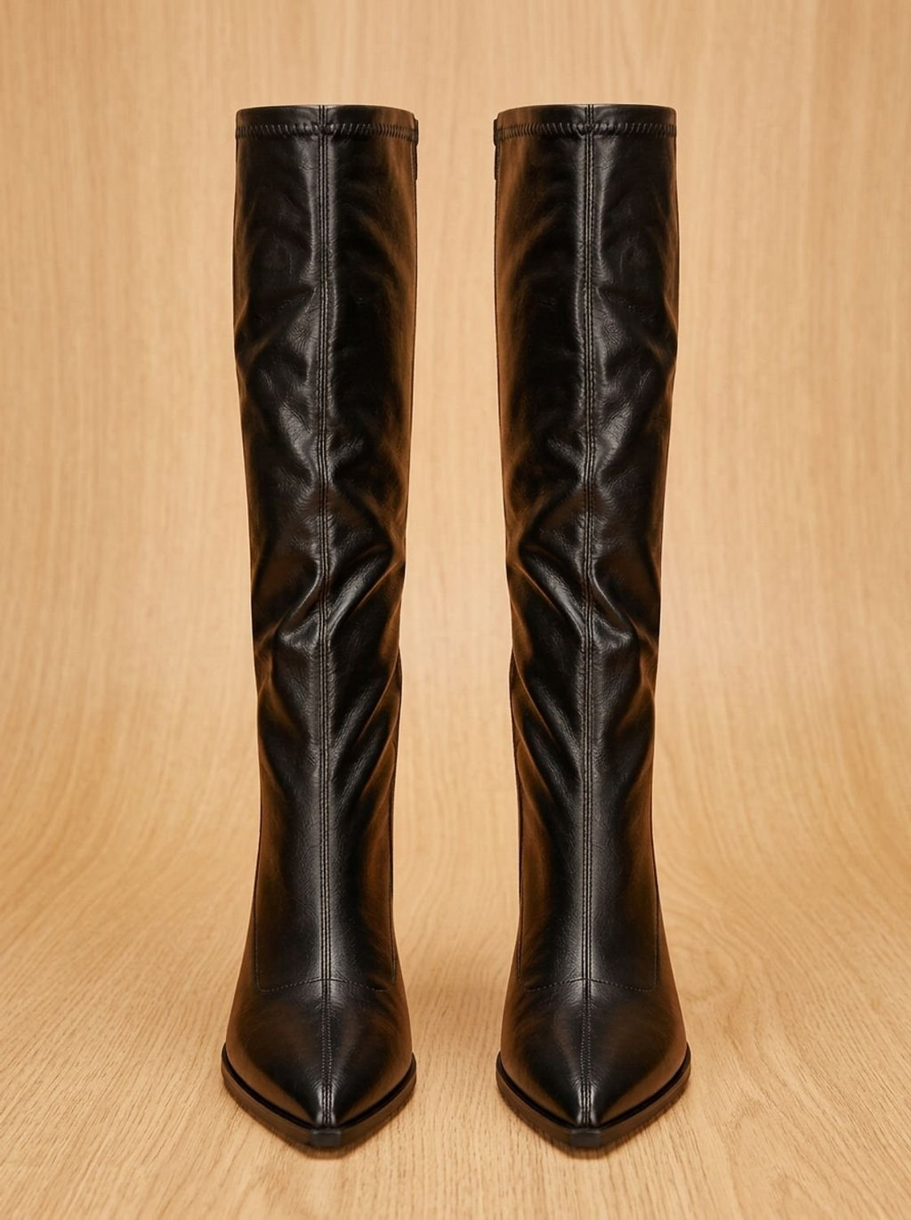 Scarlett | Women's Pointed-Toe Knee High Boots Chunky Block Heel, Black