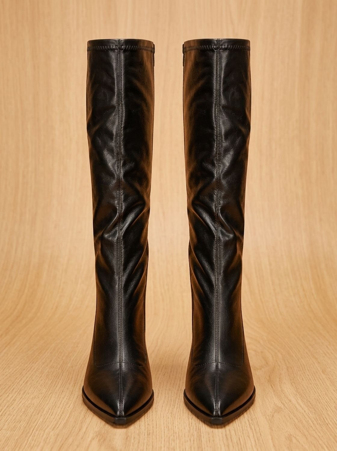 Scarlett | Women's Pointed-Toe Knee High Boots Chunky Block Heel, Black