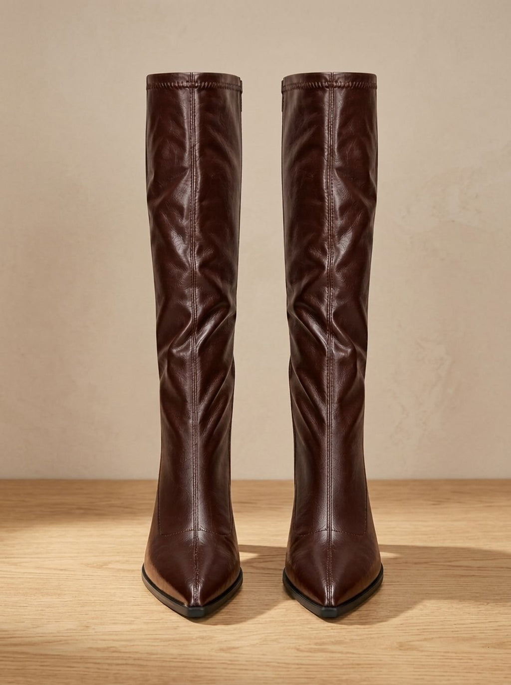 Scarlett | Women's Pointed-Toe Knee High Boots Chunky Block Heel, Black