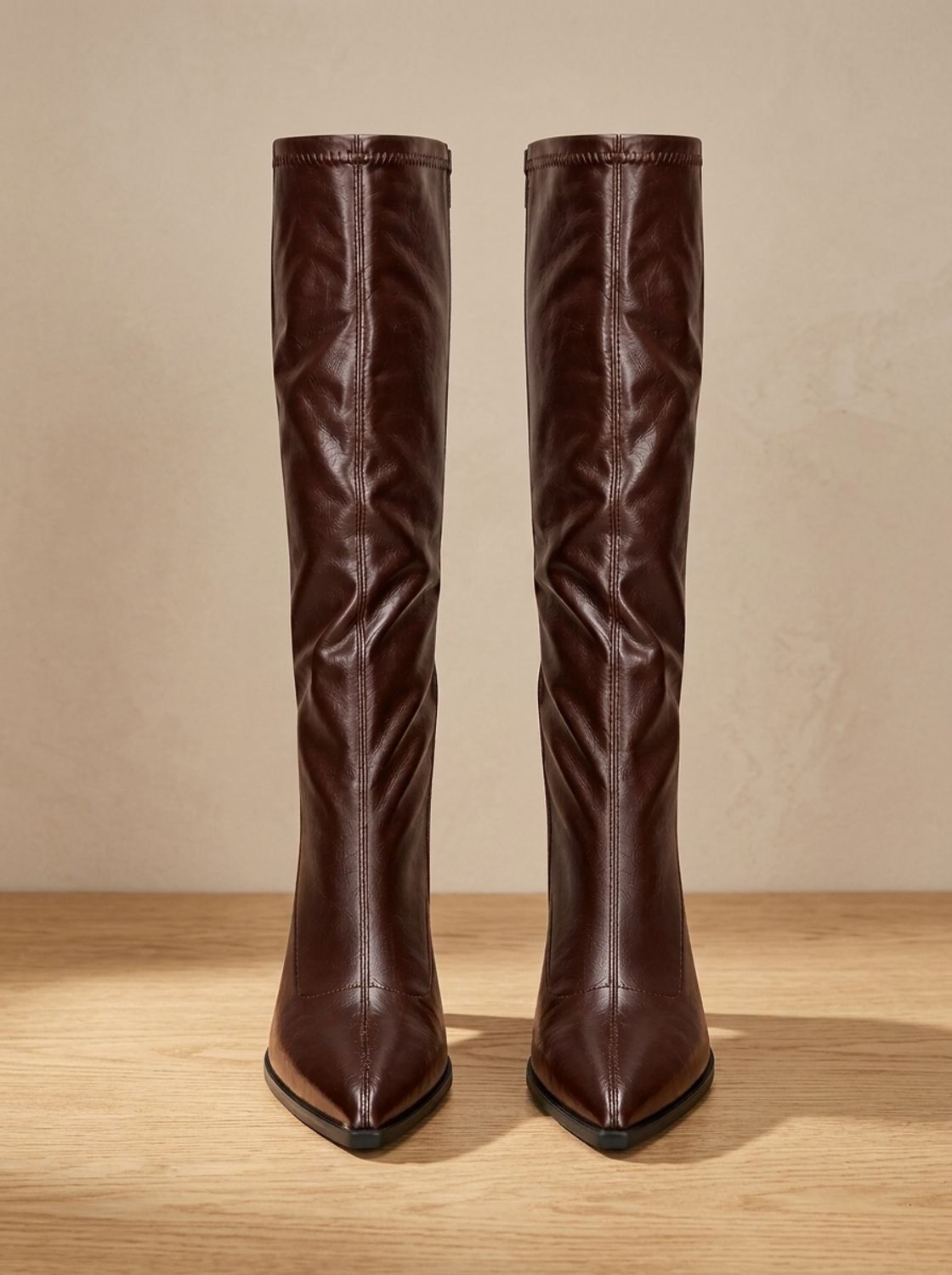 Scarlett | Women's Pointed-Toe Knee High Boots Chunky Block Heel, Black