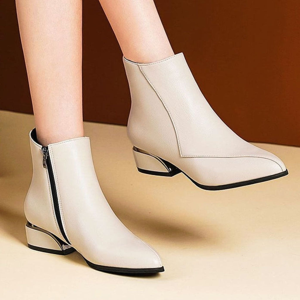 Madison | Women's Pointed-Toe Low Block-Heel Side-Zip Ankle Boots