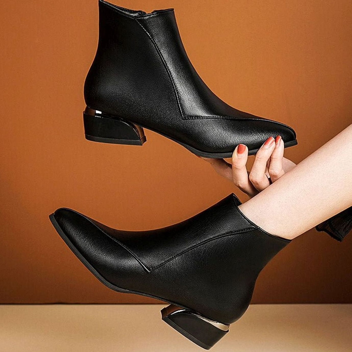 Madison | Women's Pointed-Toe Low Block-Heel Side-Zip Ankle Boots