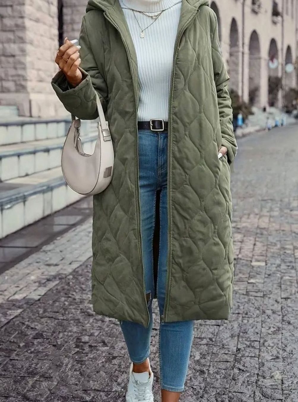 Madison | Women's Quilted Hooded Puffer Jacket Long Zip-Up Coat