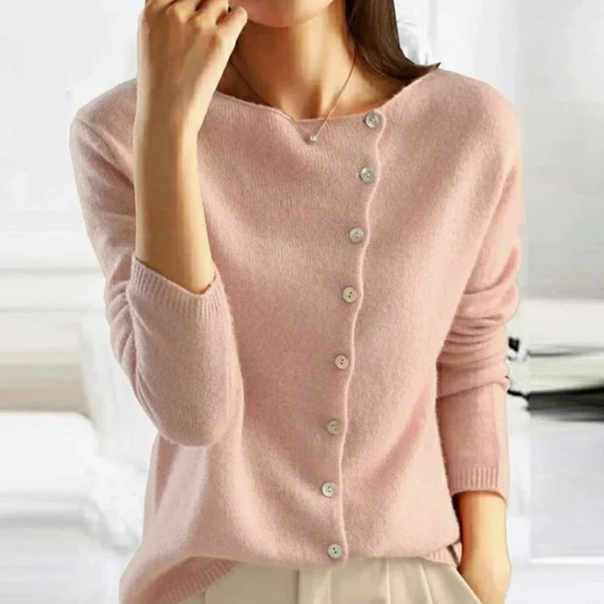 Women's Relaxed Fit Button Front Cardigan Knit Sweater