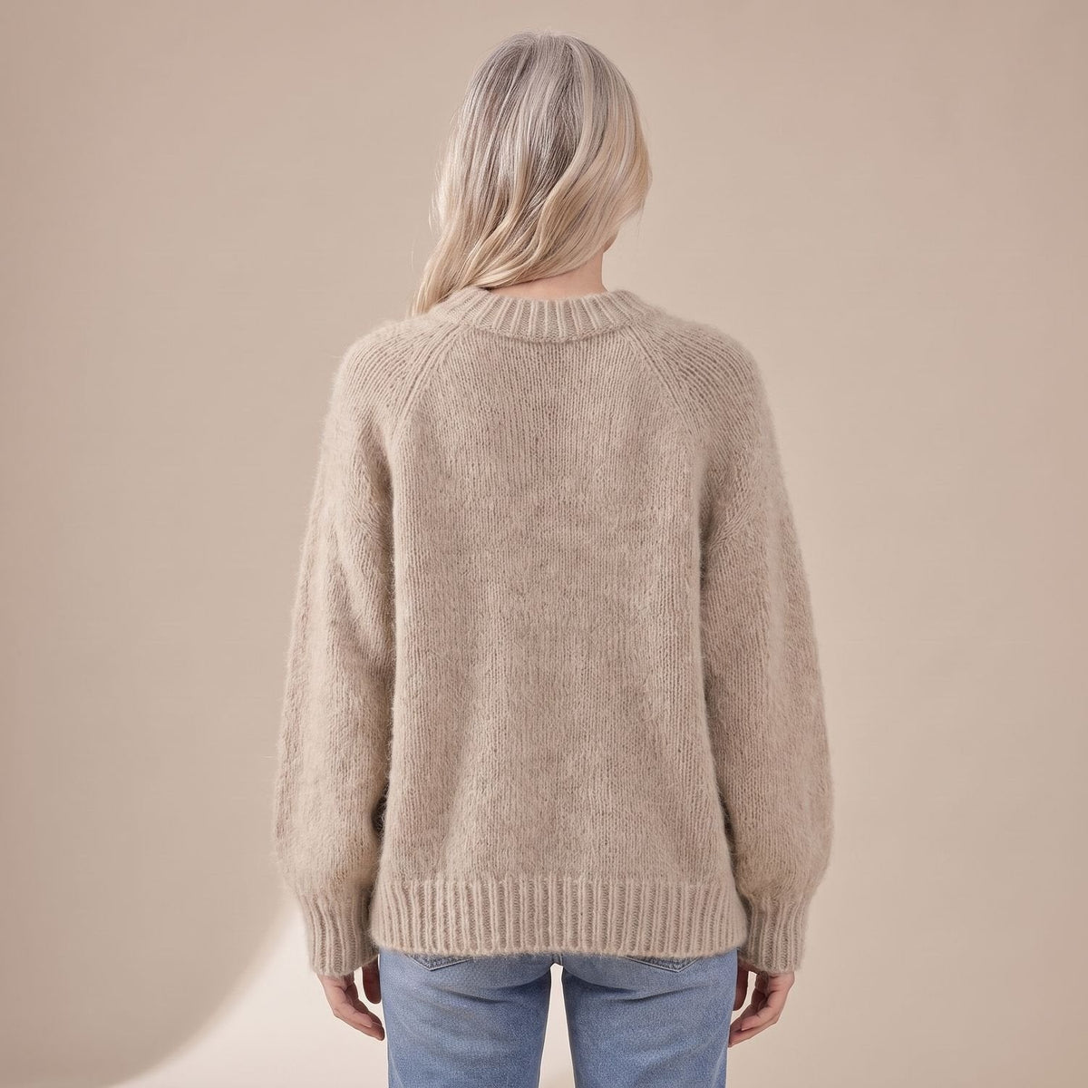 Luna | Women's Relaxed-Fit Fluffy Knit Crew Neck Raglan Sweater