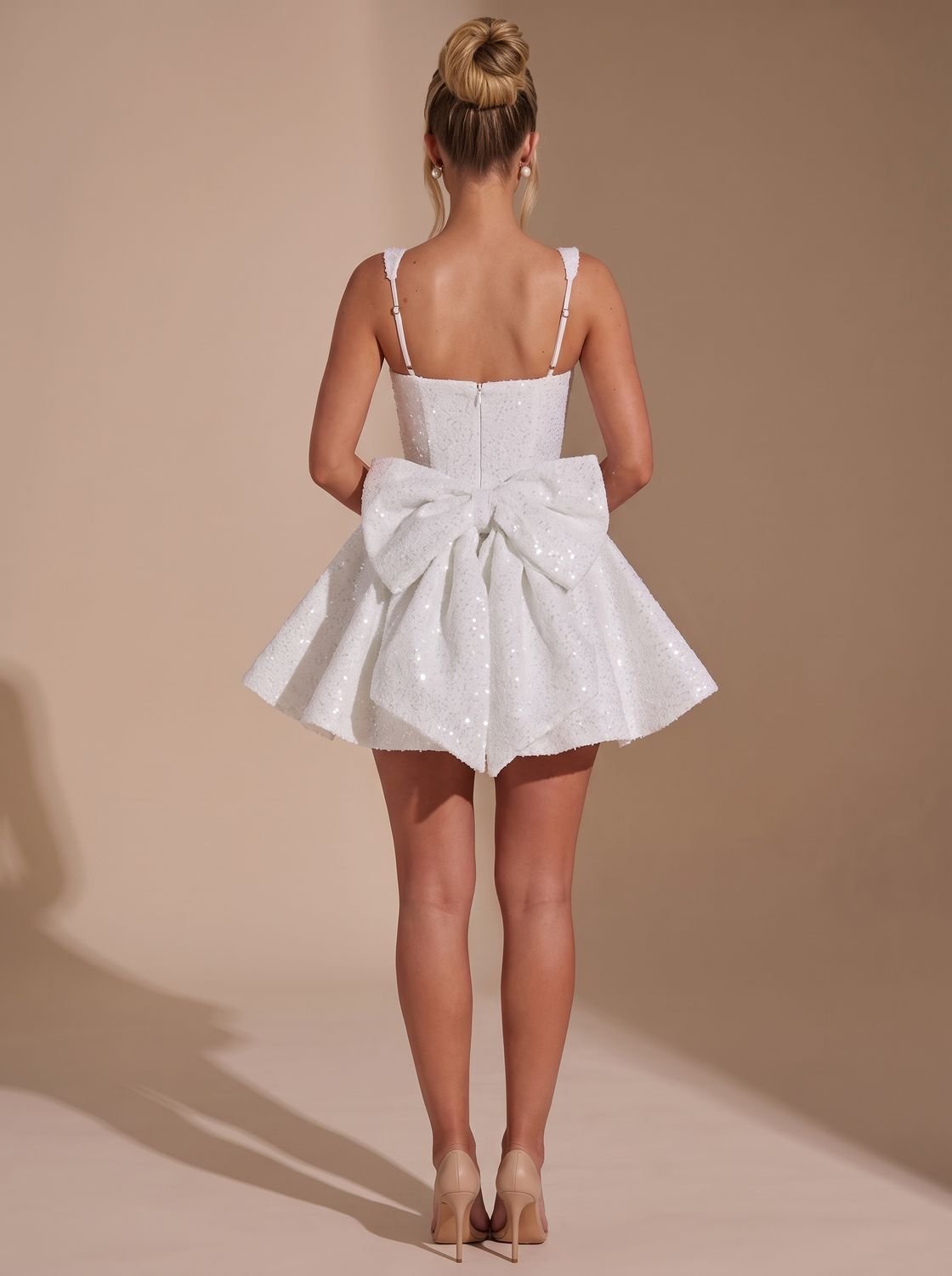 Victoria | Women's Sequin Fit-and-Flare Bow Christmas Party Dress