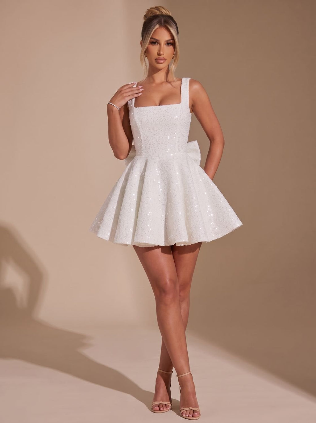 Victoria | Women's Sequin Fit-and-Flare Bow Christmas Party Dress