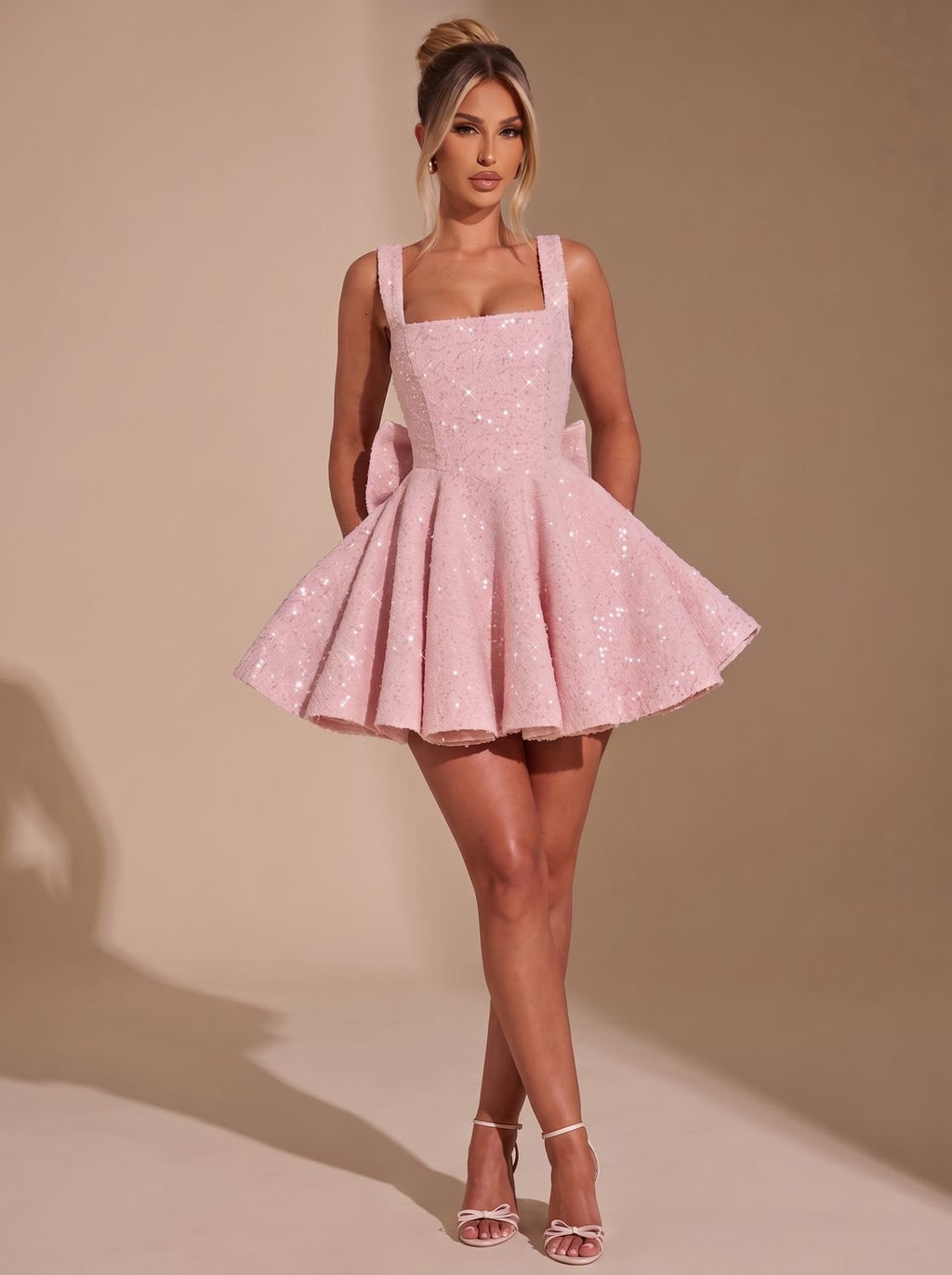 Victoria | Women's Sequin Fit-and-Flare Bow Christmas Party Dress