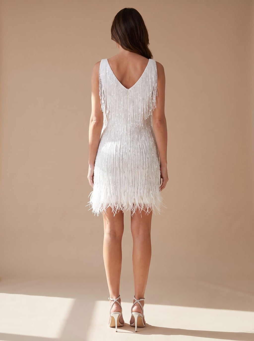 Layla | Women's Sequin Fringe V-Neck Christmas Party Mini Dress