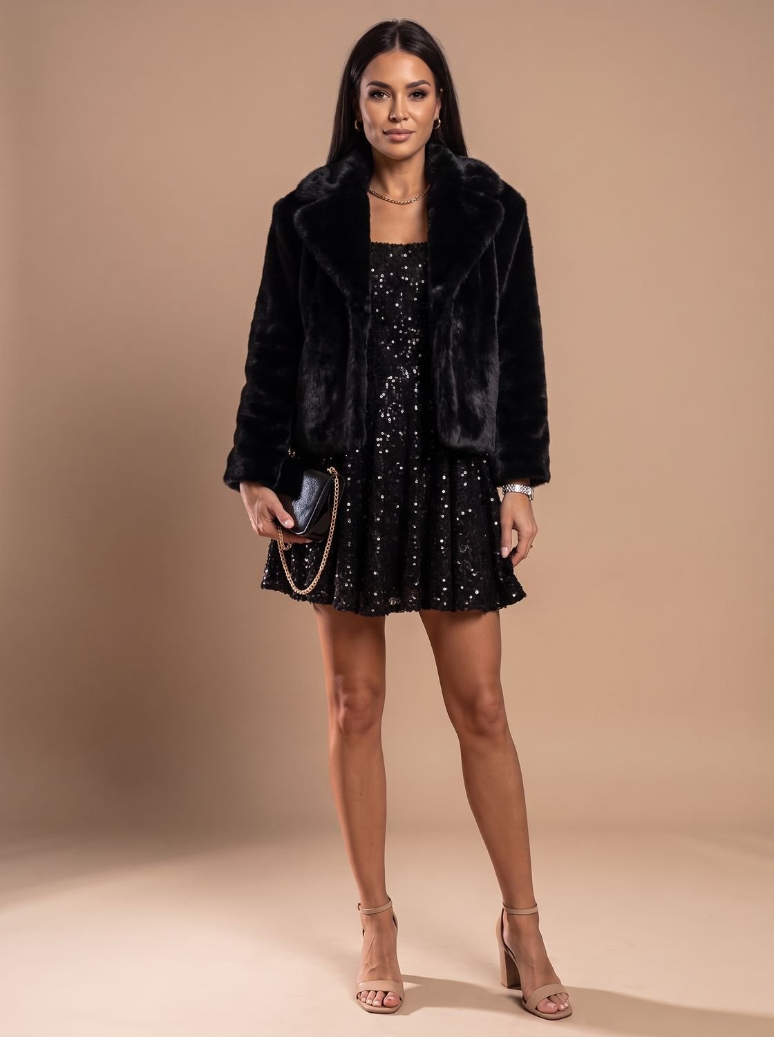 Harper | Women's Sequin Long-Sleeve Sweetheart Mini Christmas Party Dress