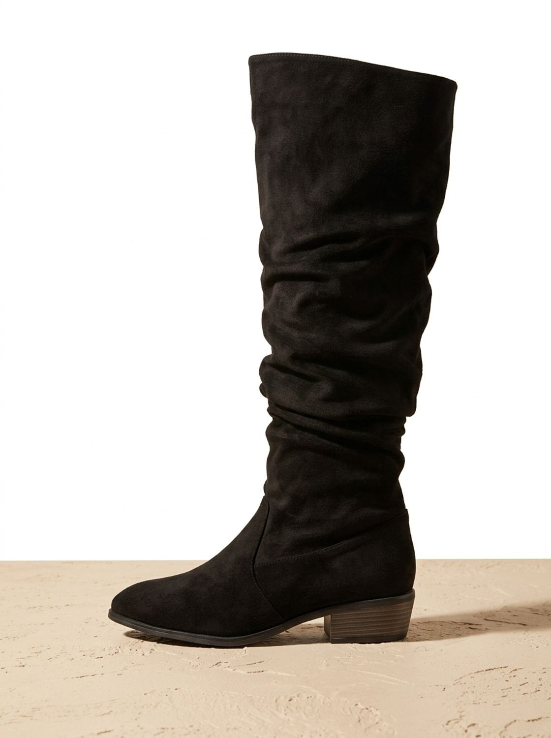 Charlotte | Women's Slouchy Over-the-Knee High Boots Pointed Toe Low Stacked Heel
