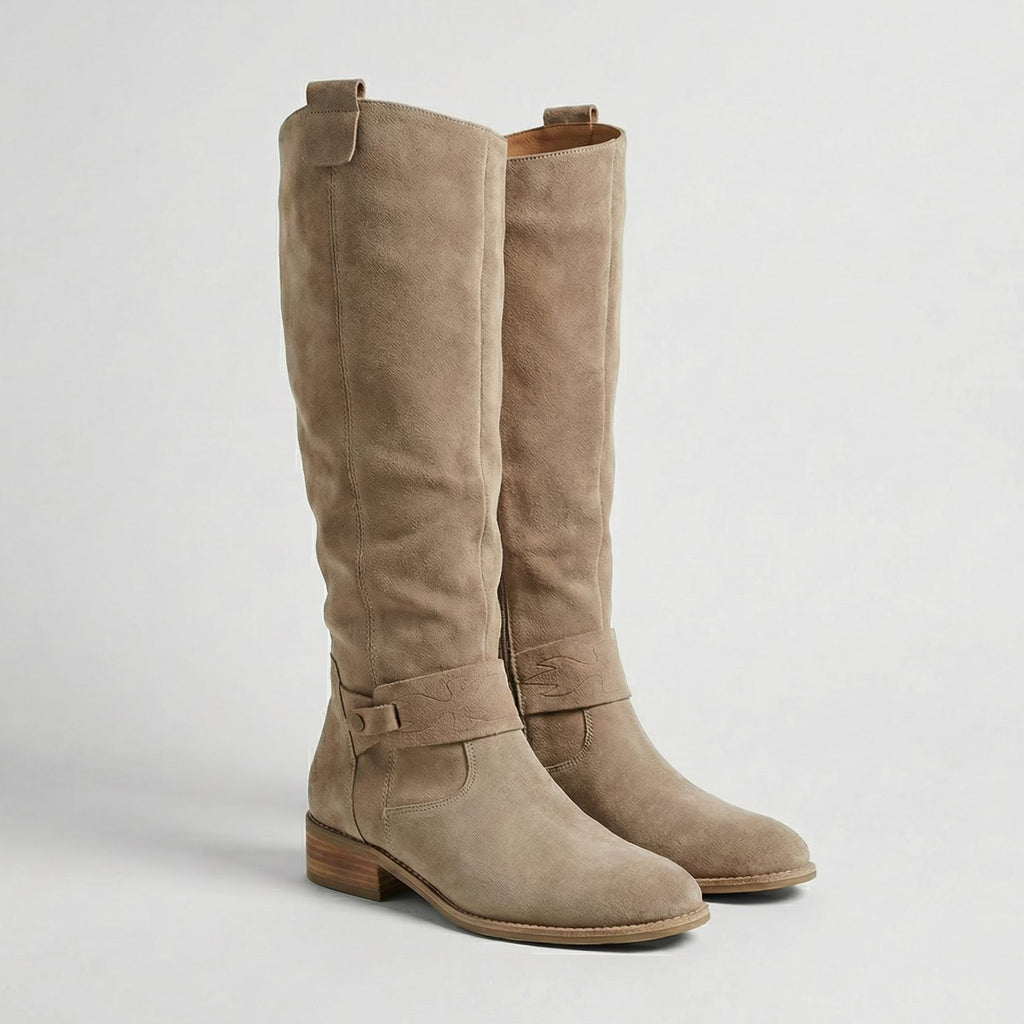 Scarlett | Women's Slouchy Suede-Look Knee High Boots Low Heel
