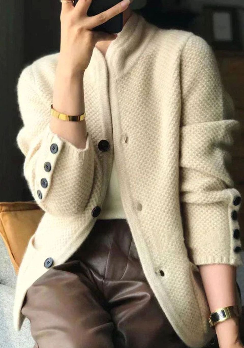 Sophia | Women's Stand-Collar Button-Up Knit Cardigan Sweater
