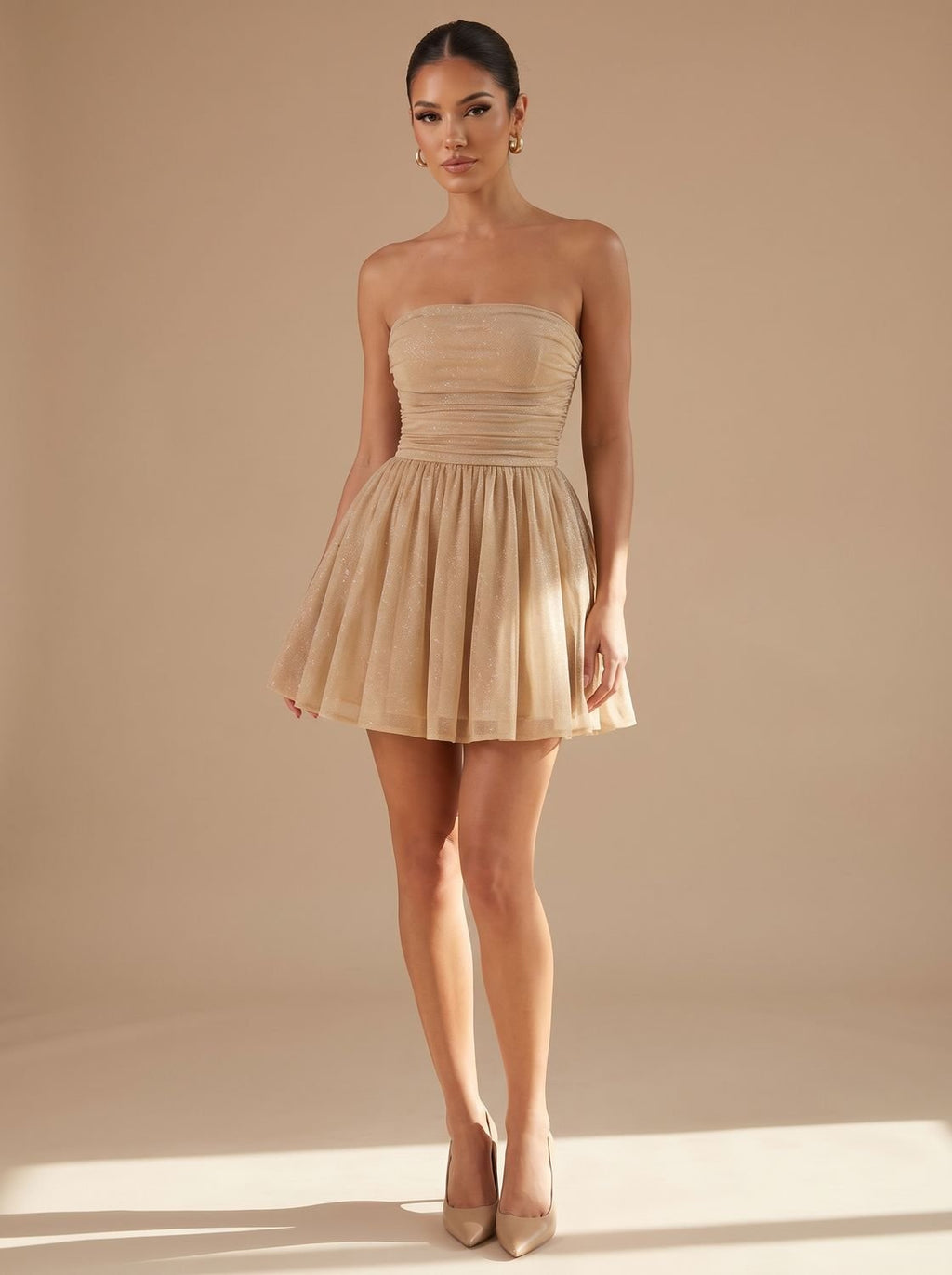 Scarlett | Women's Strapless Glitter Tulle Skater Mini Sequin Dress