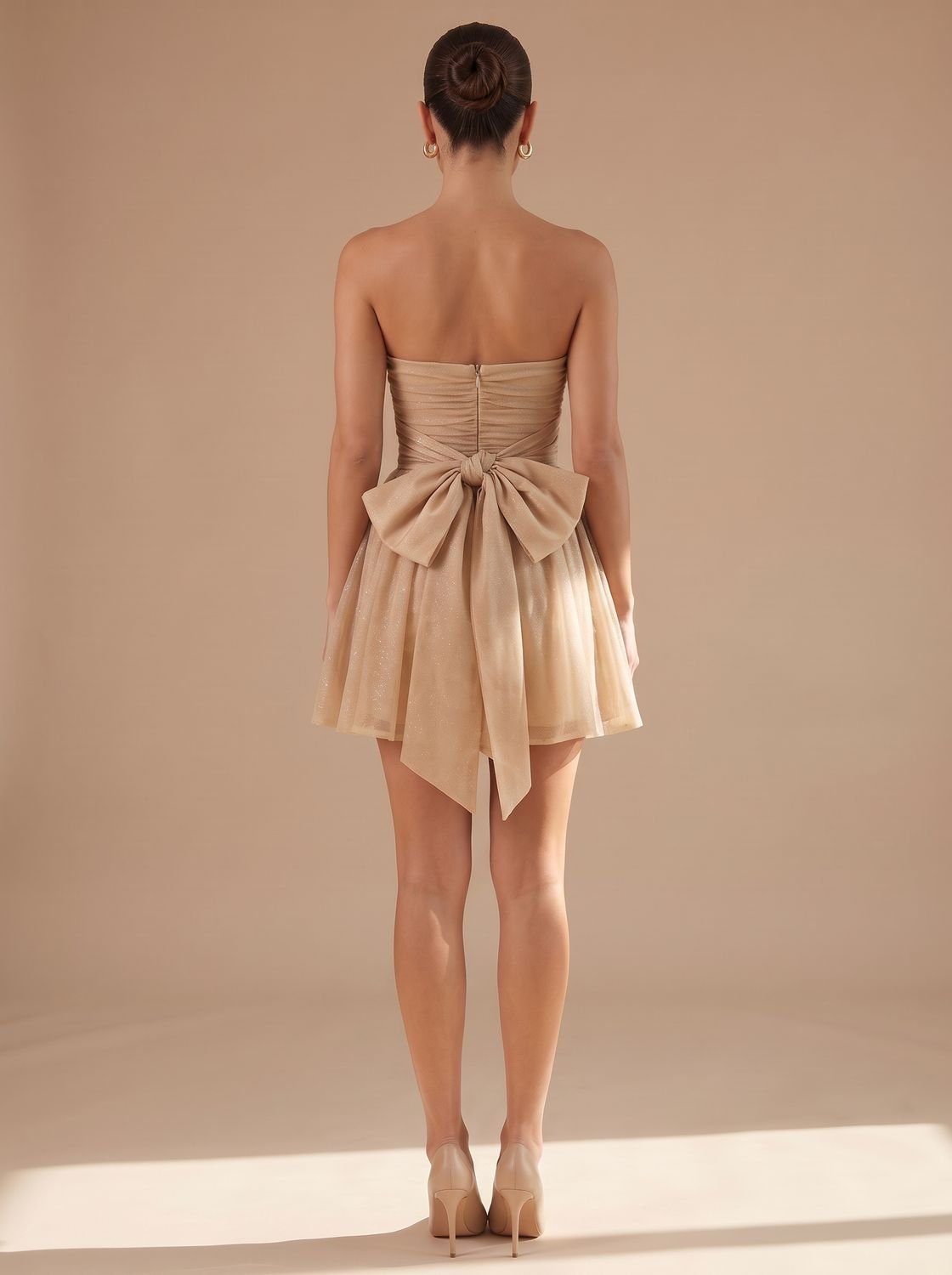 Scarlett | Women's Strapless Glitter Tulle Skater Mini Sequin Dress