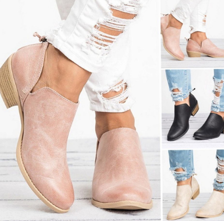 Amelia | Women's Vintage-Style Slip-On Block Heel Ankle Boots