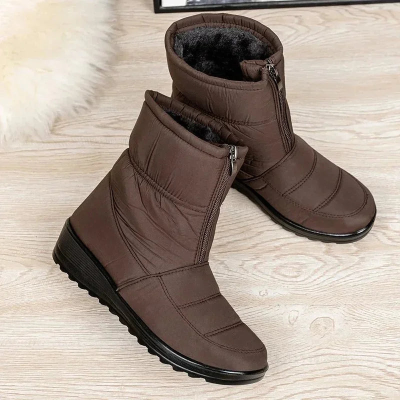 Women's waterproof boots winter snow quilted ankle