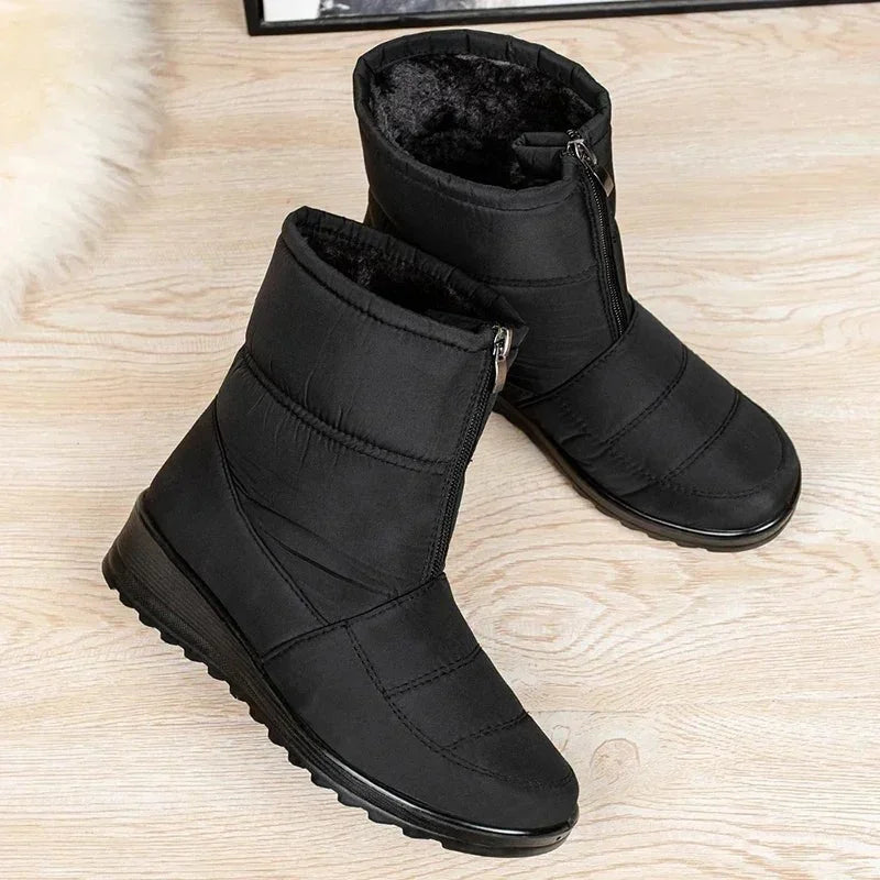 Women's waterproof boots winter snow quilted ankle