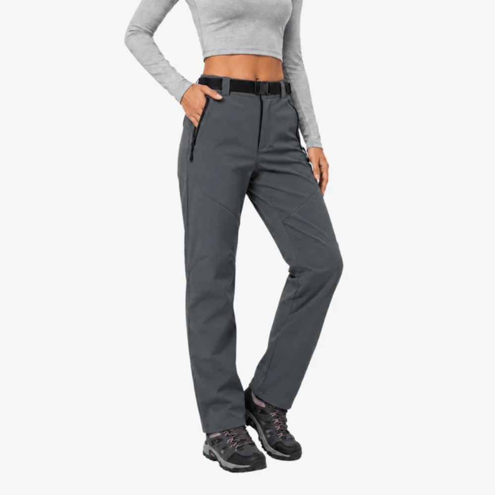 Women's Hiking Pants, Belted Waist, Zip Pockets, Straight Leg