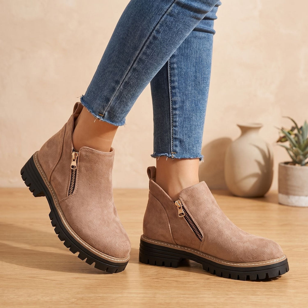 Luna | Women's Waterproof Side-Zip Ankle Winter Boots Lugged Sole