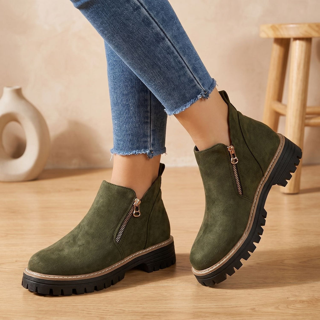 Luna | Women's Waterproof Side-Zip Ankle Winter Boots Lugged Sole