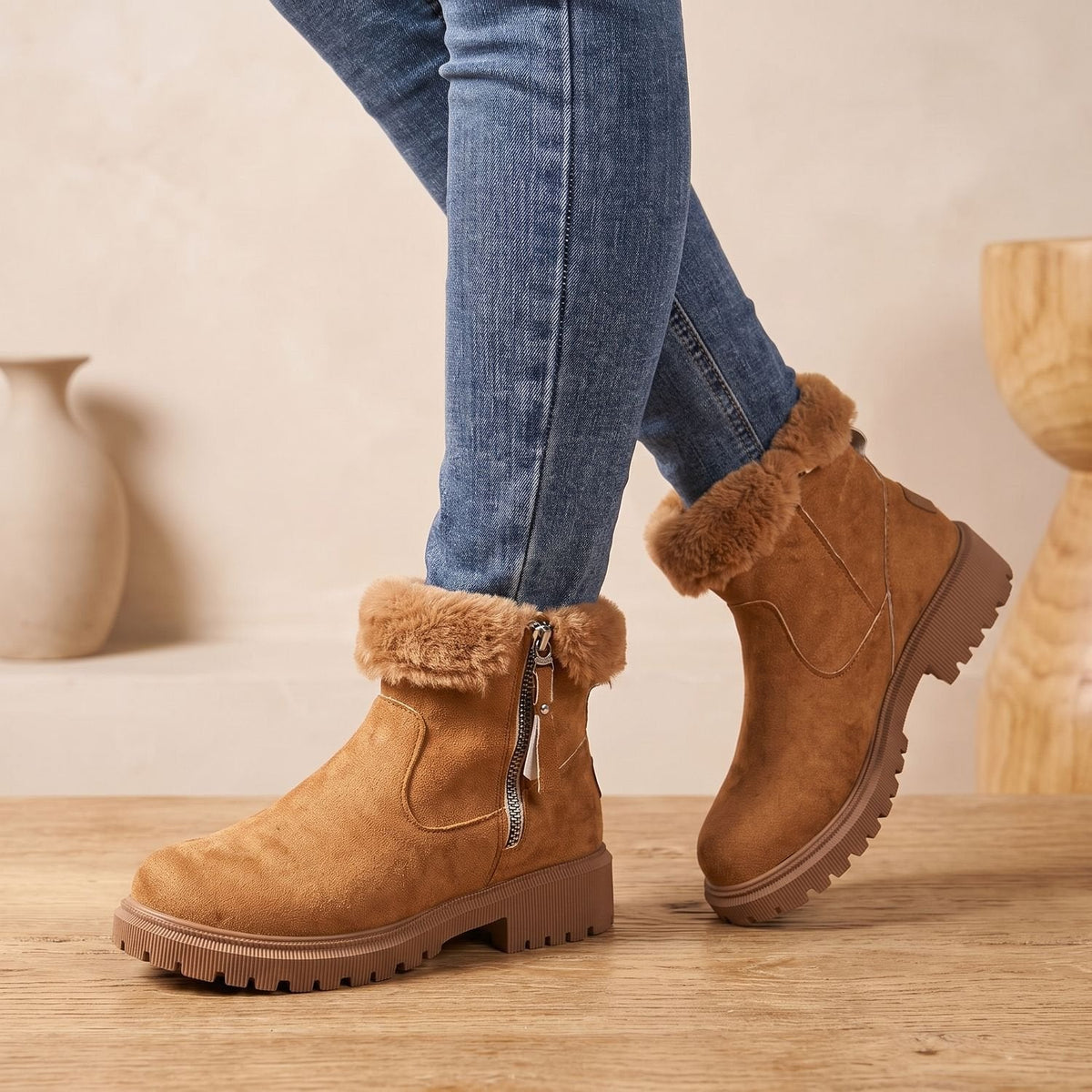 Luna | Women's Waterproof Side-Zip Ankle Winter Boots Lugged Sole