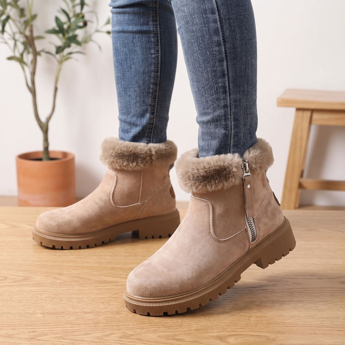 Luna | Women's Waterproof Side-Zip Ankle Winter Boots Lugged Sole