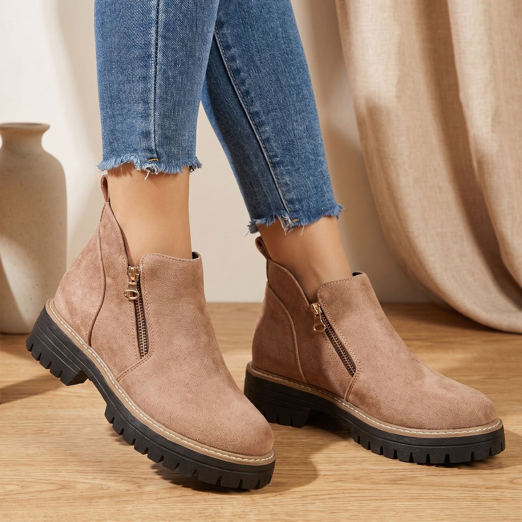 Luna | Women's Waterproof Side-Zip Ankle Winter Boots Lugged Sole