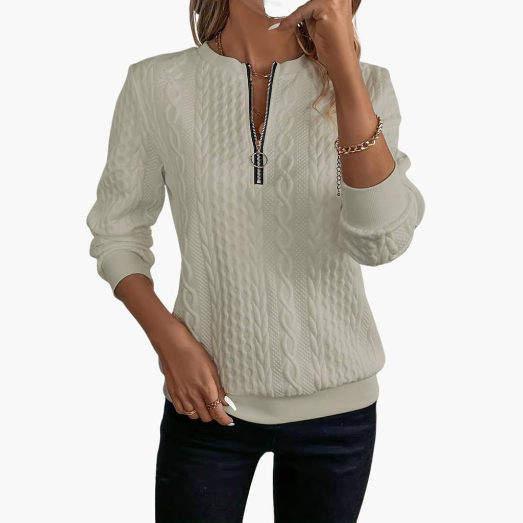 Xenia | Cable Knit Half-Zip Sweater for Women